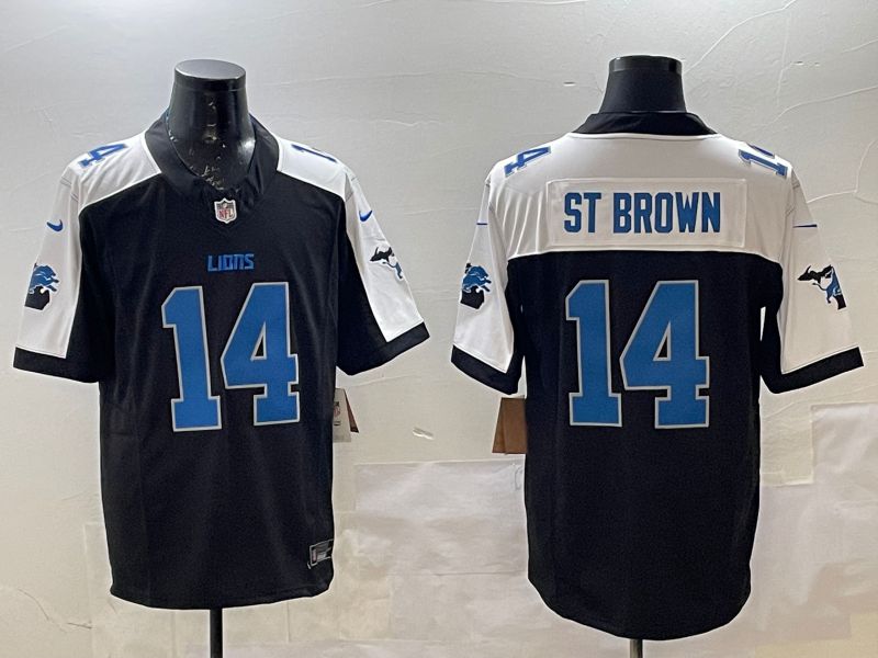 Men Detroit Lions 14 St Brown Black Thanksgiving three generations 2025 Nike Limited NFL Jersey style 8